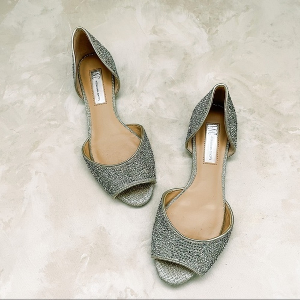 Open Toes Sparkly Flats in a size 7 1/2